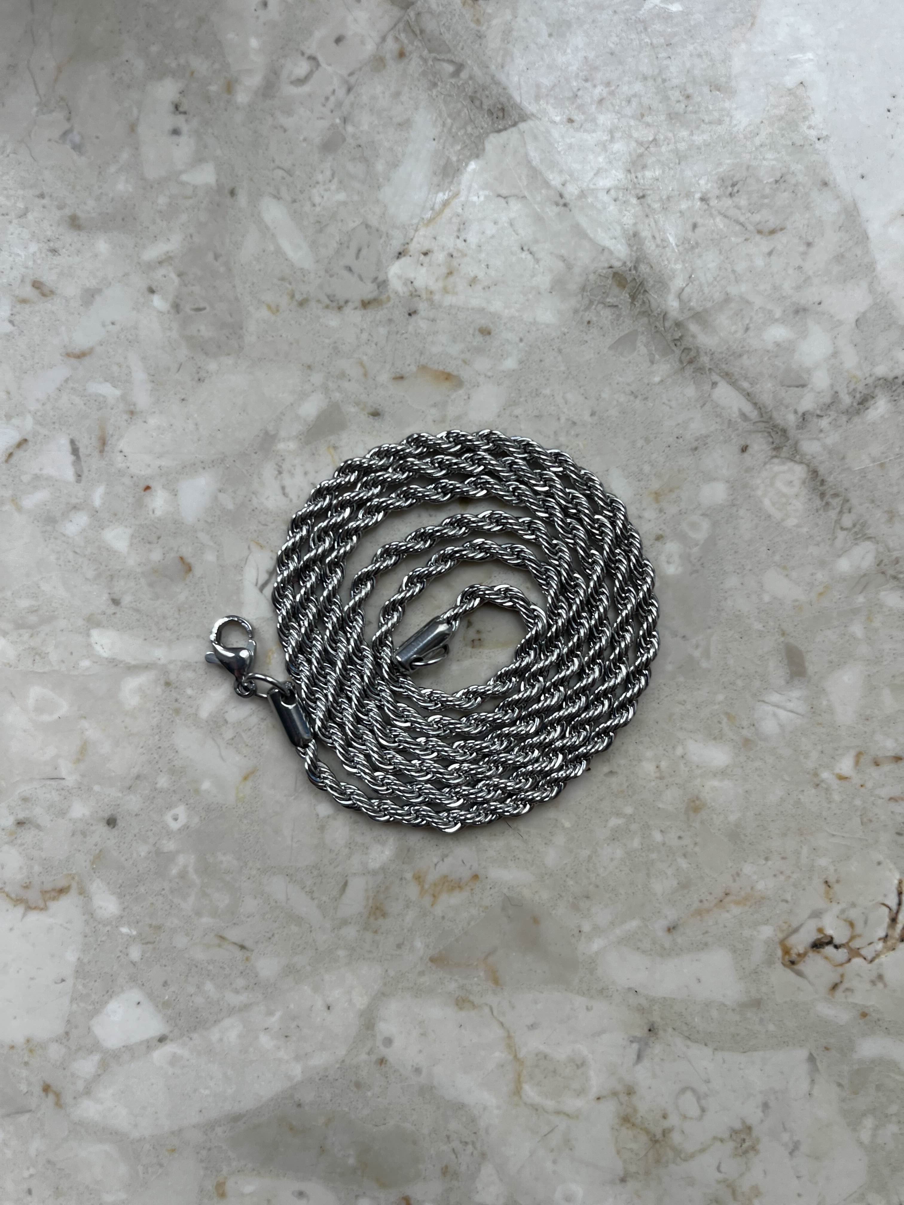 Łańcuch splot typu twist 60cm srebrny