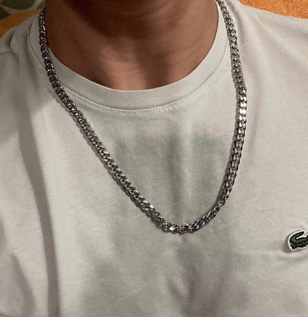 Naszyjnik srebrny splot pancerka cuban 7cm